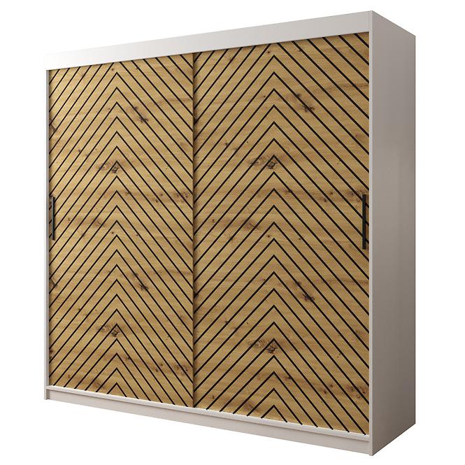 Skriňa Jodełka 1 200 biely/dub Artisan/čierna