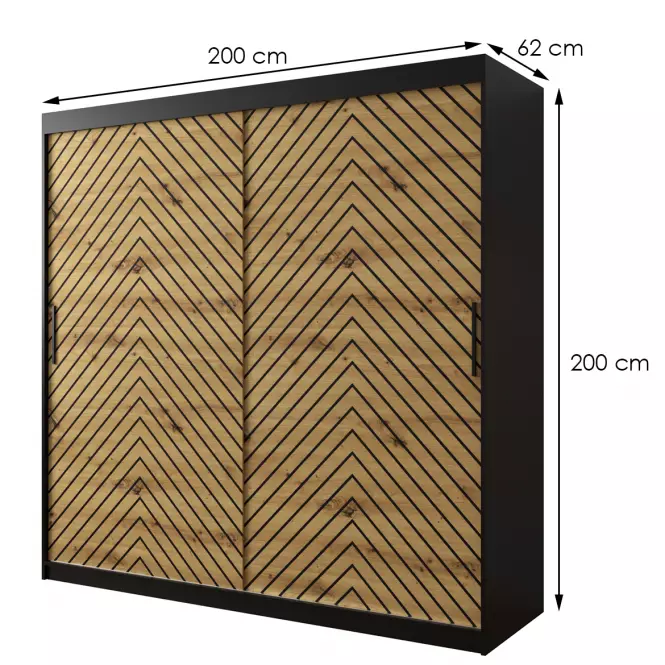 Skriňa Jodełka 1 200 čierna/dub Artisan/čierna