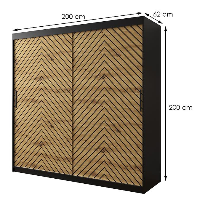 Skriňa Jodełka 1 200 čierna/dub Artisan/čierna