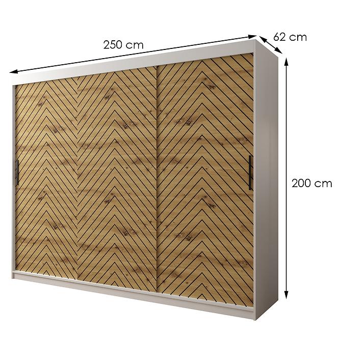 Skriňa Jodełka 1 250 biely/dub Artisan/čierna