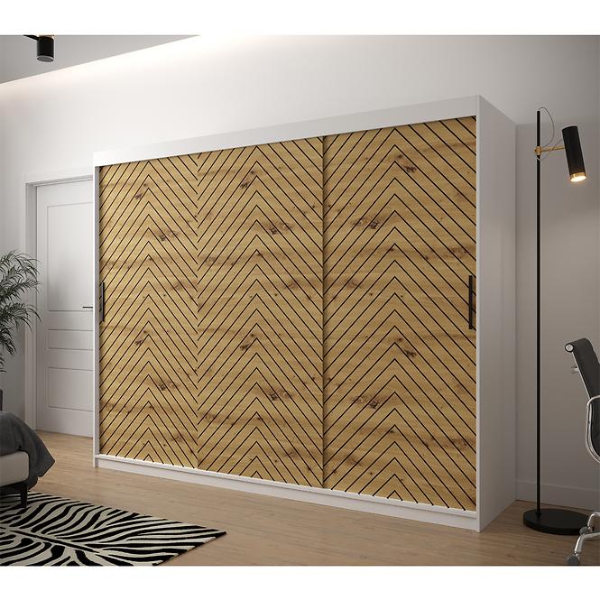 Skriňa Jodełka 1 250 biely/dub Artisan/čierna