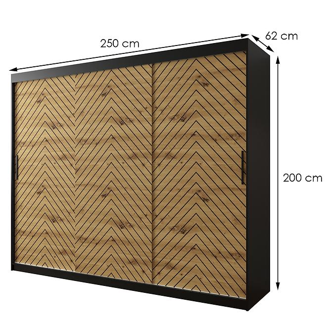 Skriňa Jodełka 1 250 čierna/dub Artisan/čierna