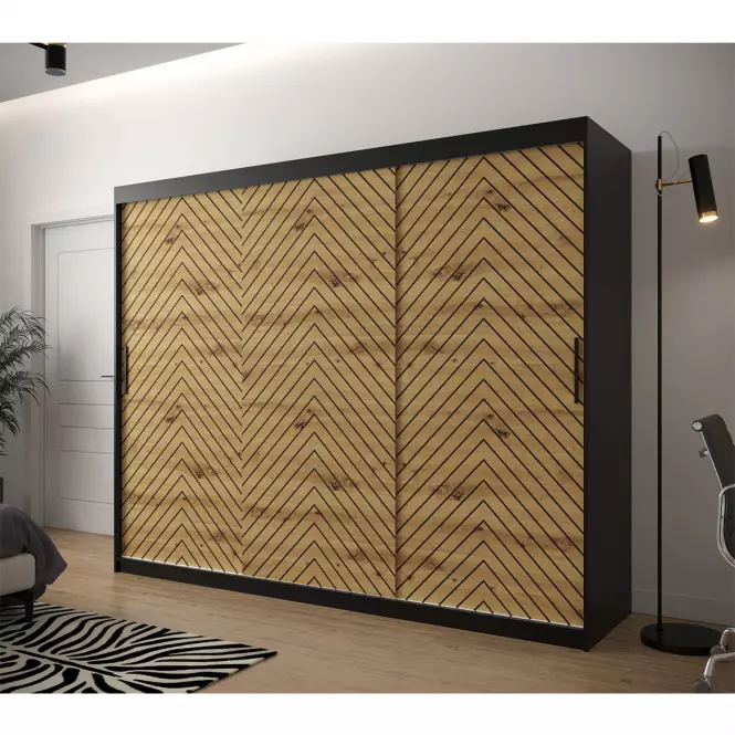 Skriňa Jodełka 1 250 čierna/dub Artisan/čierna
