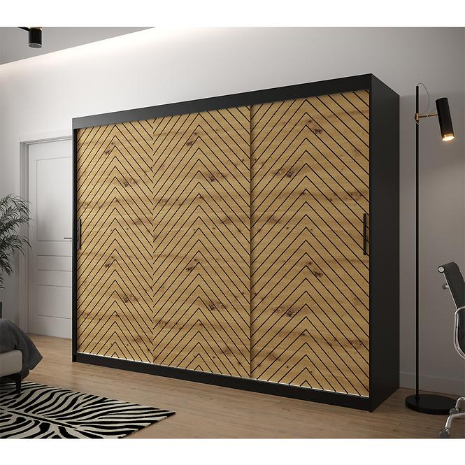 Skriňa Jodełka 1 250 čierna/dub Artisan/čierna