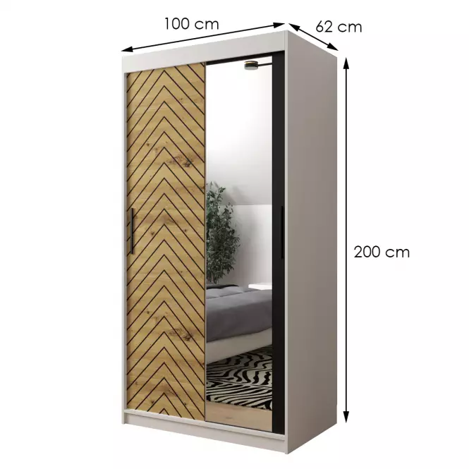 Skriňa Jodełka 2 100 biely/dub Artisan/čierna