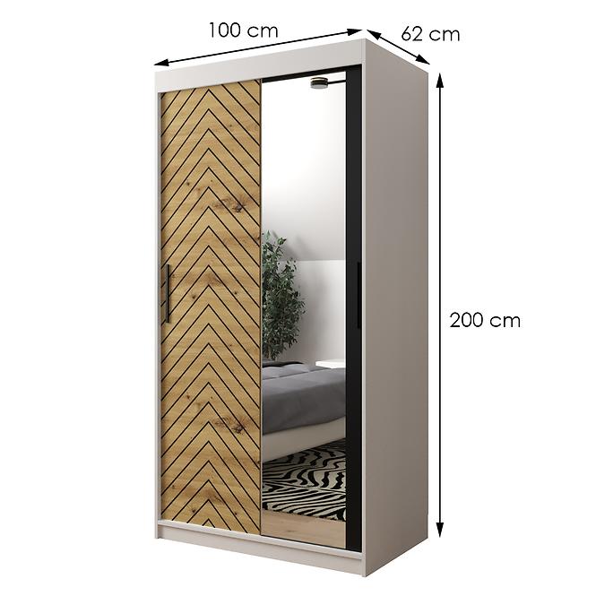 Skriňa Jodełka 2 100 biely/dub Artisan/čierna