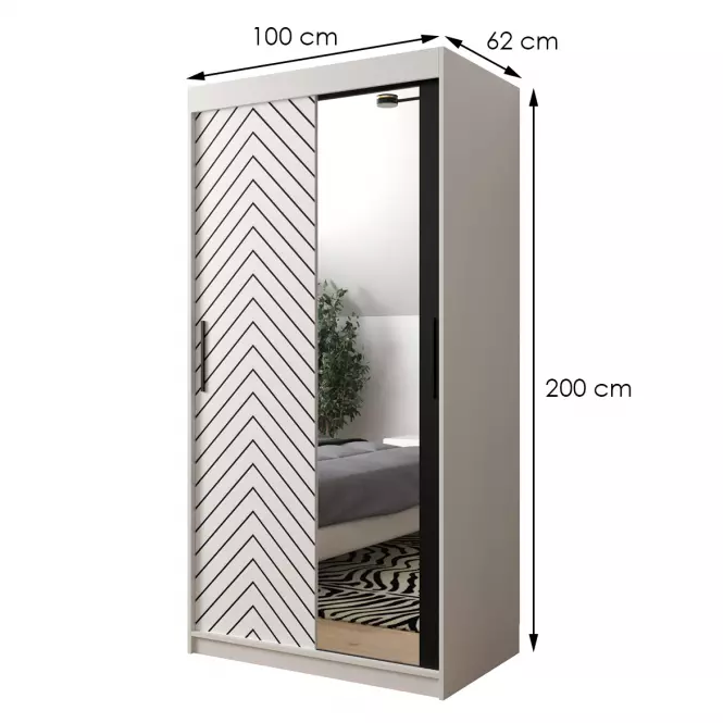 Skriňa Jodełka 2 100 biely/biely/čierna