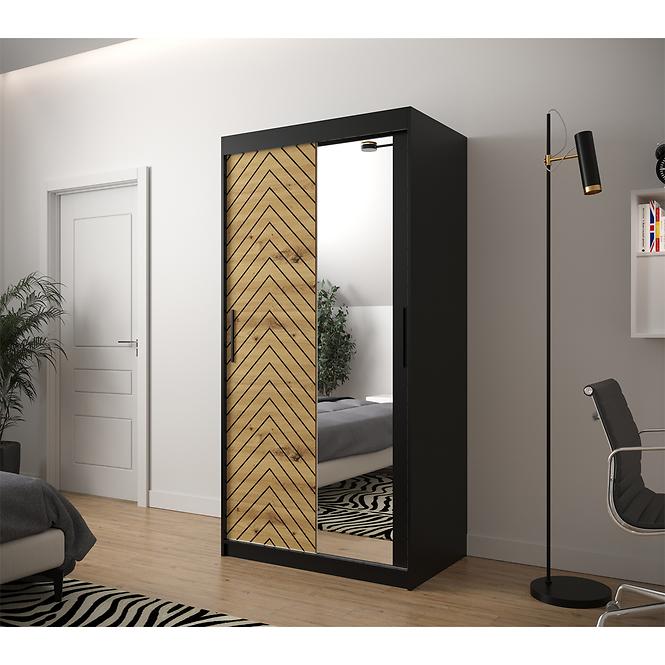 Skriňa Jodełka 2 100 čierna/dub Artisan/čierna