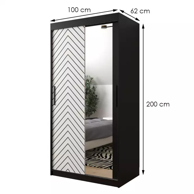 Skriňa Jodełka 2 100 čierna/biely/čierna