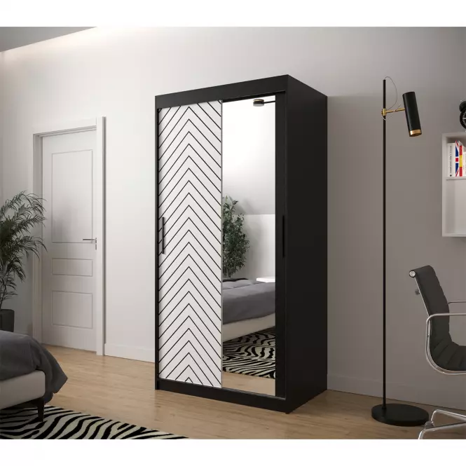 Skriňa Jodełka 2 100 čierna/biely/čierna