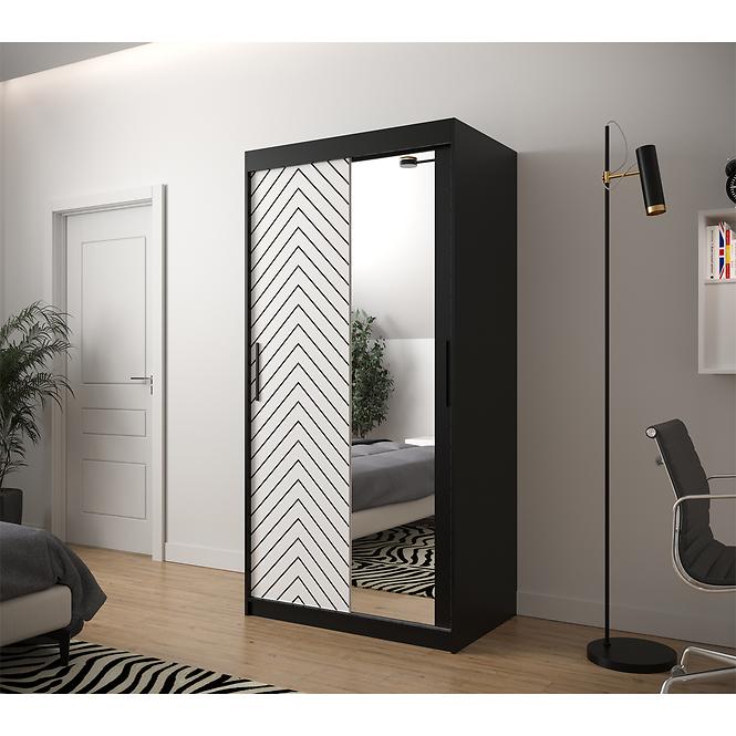 Skriňa Jodełka 2 100 čierna/biely/čierna