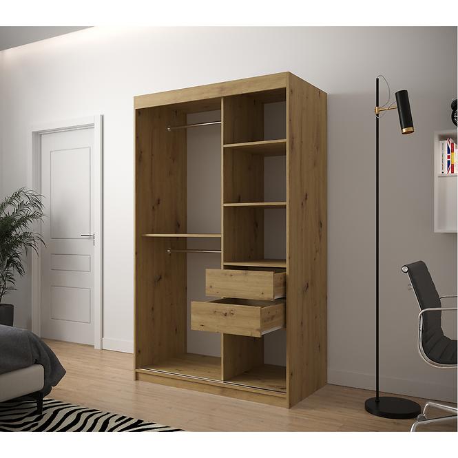 Skriňa Jodełka 2 120 dub Artisan/biely/čierna