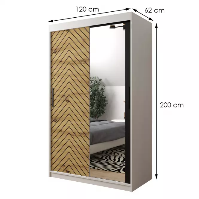 Skriňa Jodełka 2 120 biely/dub Artisan/čierna