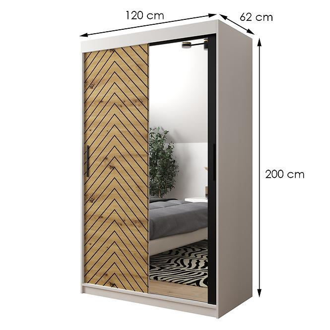 Skriňa Jodełka 2 120 biely/dub Artisan/čierna