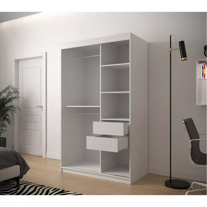 Skriňa Jodełka 2 120 biely/biely/čierna