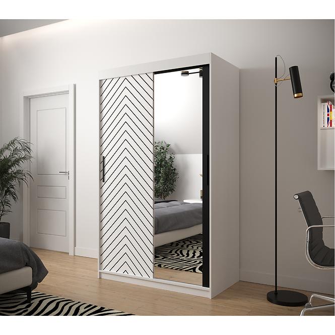Skriňa Jodełka 2 120 biely/biely/čierna