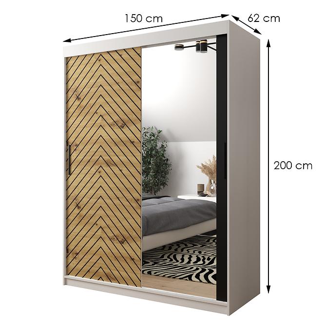 Skriňa Jodełka 2 150 biely/dub Artisan/čierna