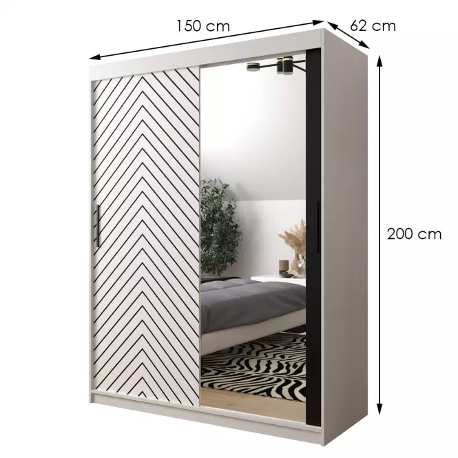 Skriňa Jodełka 2 150 biely/biely/čierna