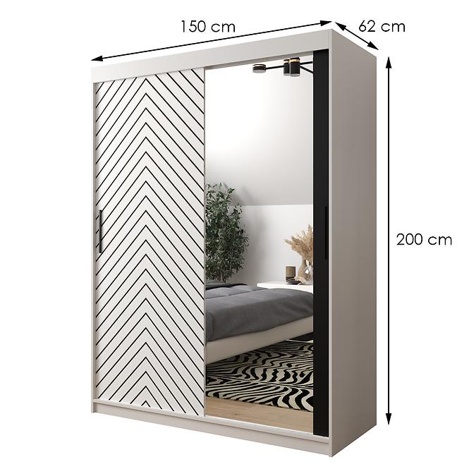 Skriňa Jodełka 2 150 biely/biely/čierna