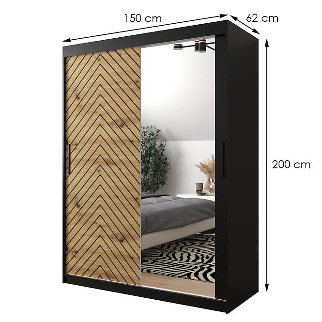 Skriňa Jodełka 2 150 čierna/dub Artisan/čierna