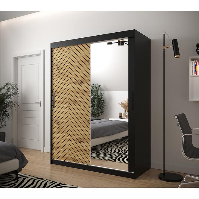 Skriňa Jodełka 2 150 čierna/dub Artisan/čierna