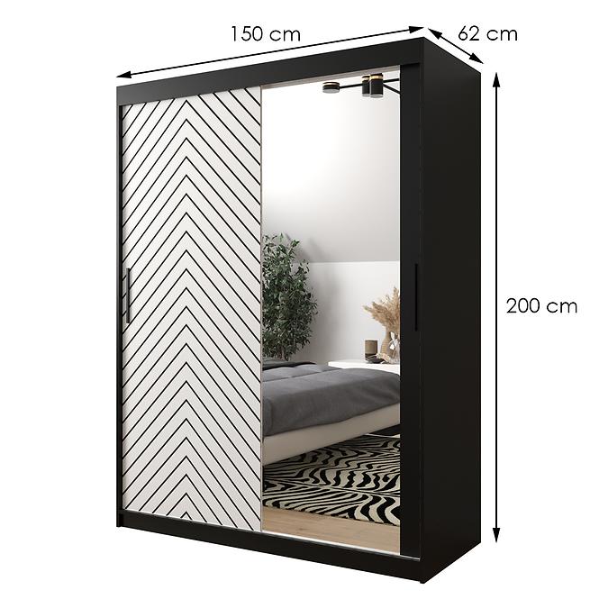 Skriňa Jodełka 2 150 čierna/biely/čierna
