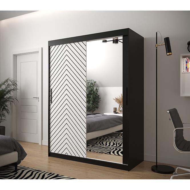 Skriňa Jodełka 2 150 čierna/biely/čierna