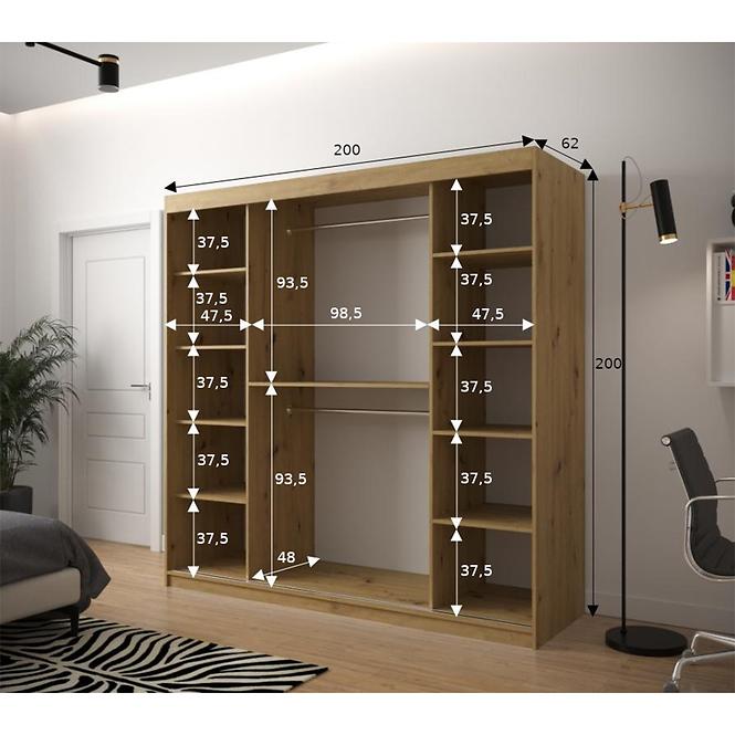 Skriňa Jodełka 2 200 biely/biely/čierna