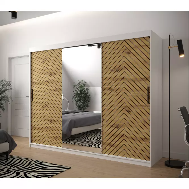 Skriňa Jodełka 2 250 biely/dub Artisan/čierna