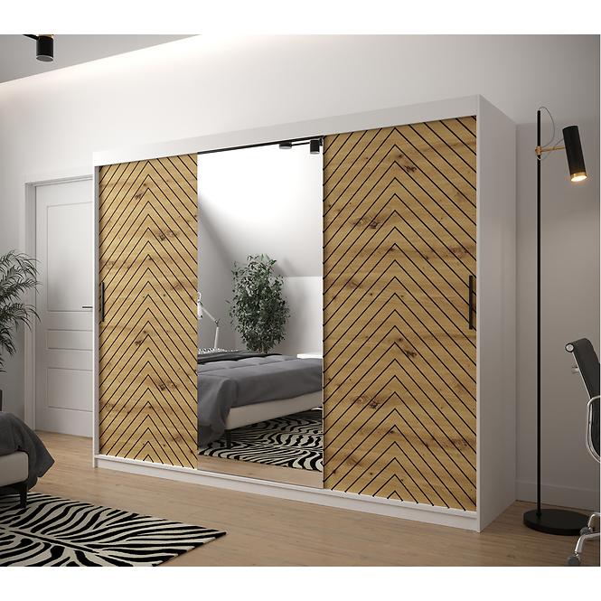 Skriňa Jodełka 2 250 biely/dub Artisan/čierna