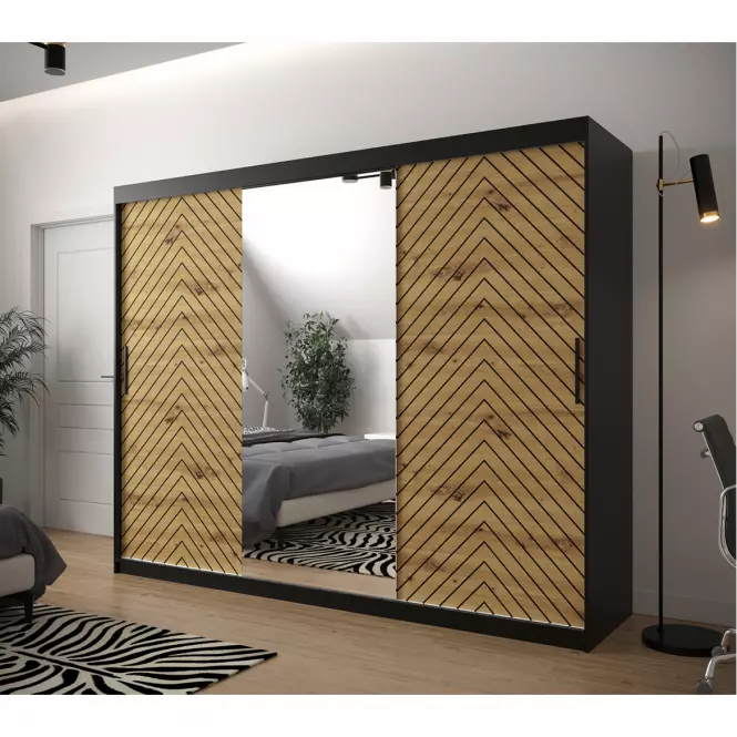 Skriňa Jodełka 2 250 čierna/dub Artisan/čierna