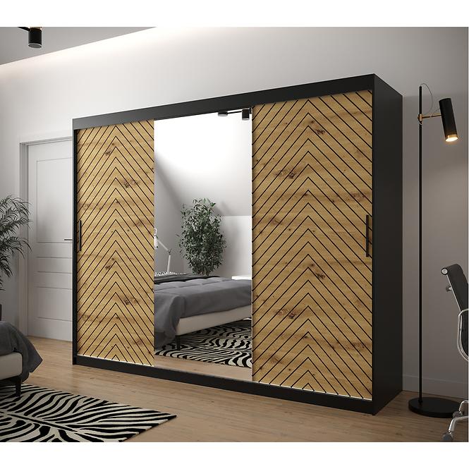 Skriňa Jodełka 2 250 čierna/dub Artisan/čierna