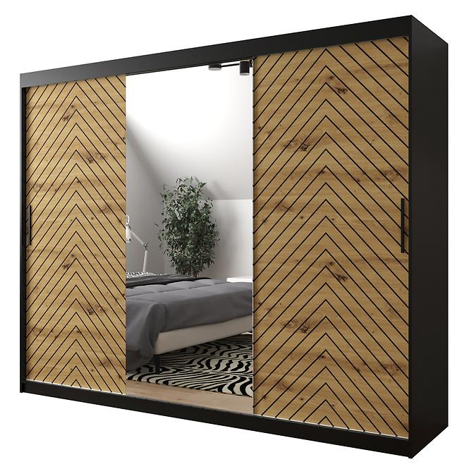 Skriňa Jodełka 2 250 čierna/dub Artisan/čierna