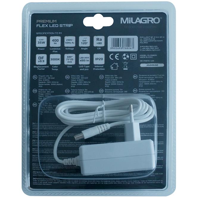 Páska LED 5M + Napájanie IP20 3000K MLZ8026 MILAGRO