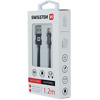 Kábel dátový Swissten Textile USB / Lightning 1,2 m čierny