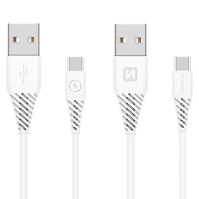 Kábel dátový Swissten USB / USB-C 3.1 biely 1,5 m (7 mm)
