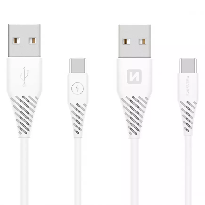 Kábel dátový Swissten USB / USB-C 3.1 biely 1,5 m (7 mm)