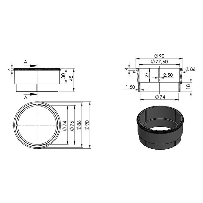 Predlžovací valec do konzola na tarasu Basic i Pro 30mm