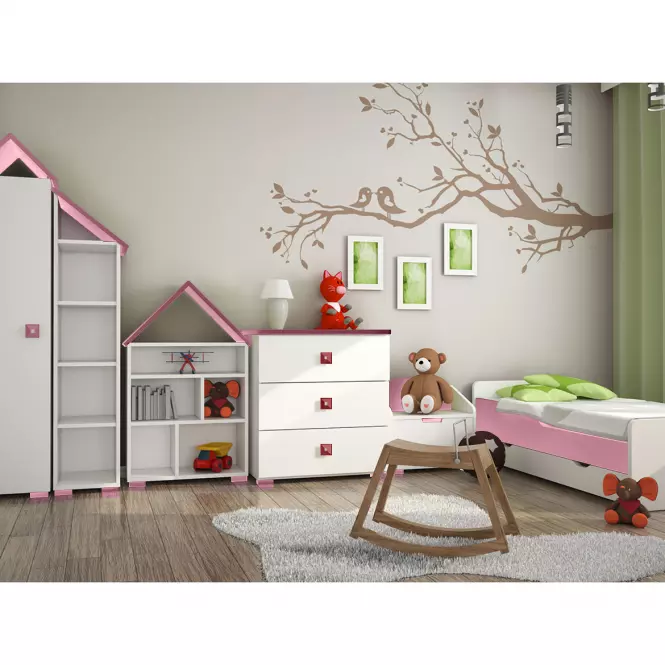 Komoda Bb05  biely+Ružová