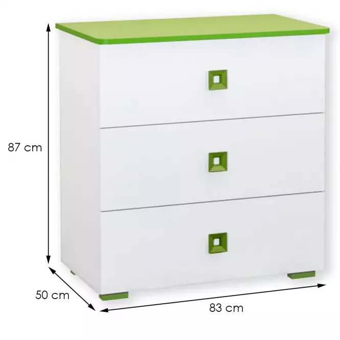 Komoda Bb05  biela+zelená,2