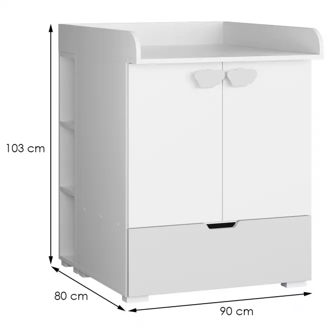 Komoda Lulu  Prebaľovací pult biely+Šedá,2