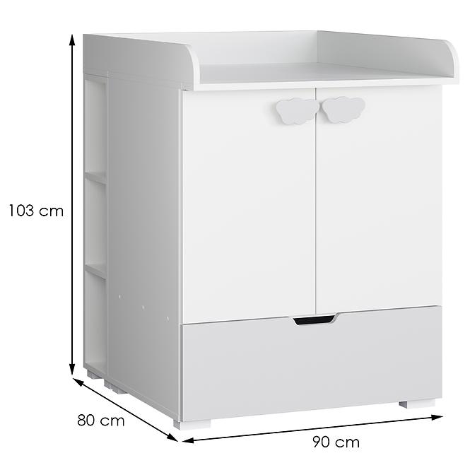 Komoda Lulu  Prebaľovací pult biely+Šedá,2