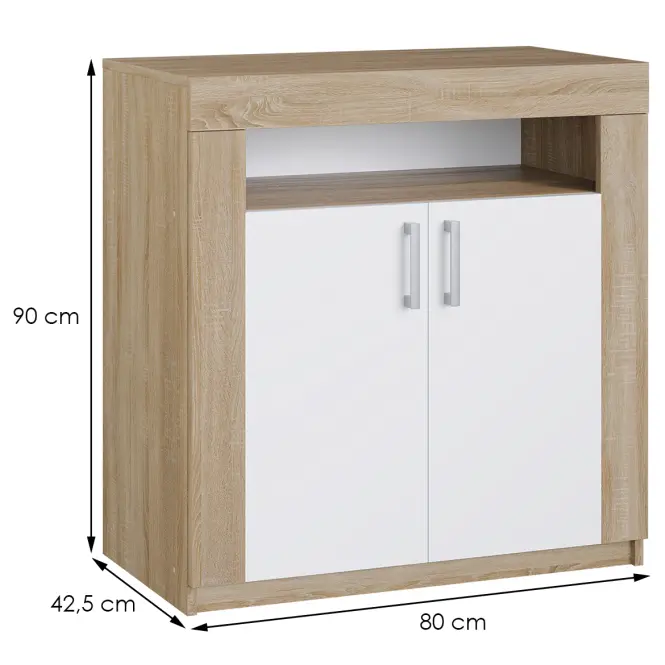 Komoda Livia  80 biela + Dub Sonoma,2