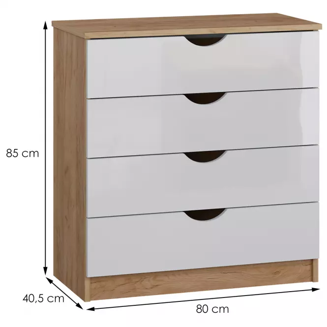 Komoda Tymeo  4s dub craft zlatý+biely lesk,3