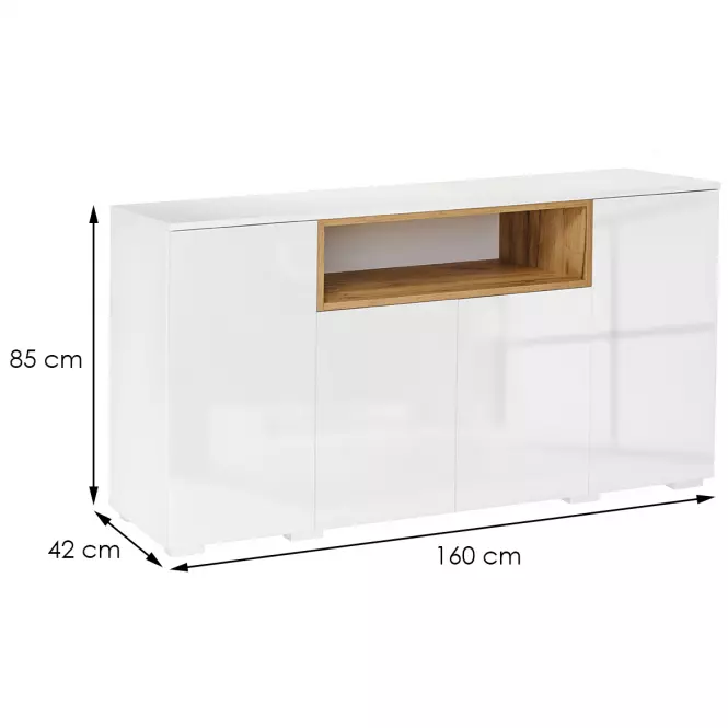 Komoda  Londyn dub craft zlatý+biely lesk,2