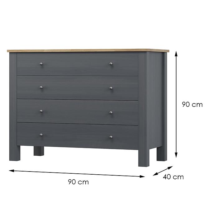 Komoda Oskar 4s 90x40x90 Šedá