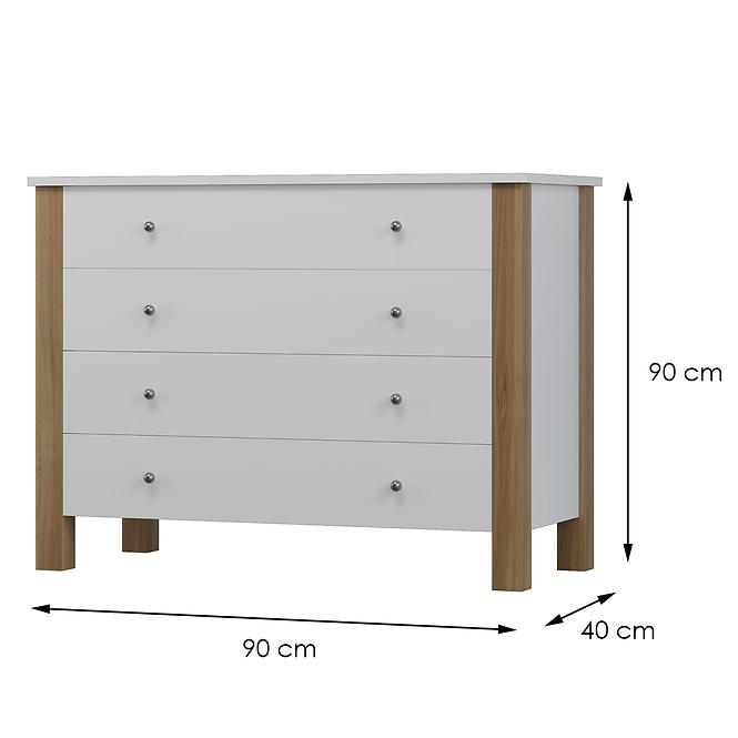 Komoda Oskar 4s 90x40x90 biely