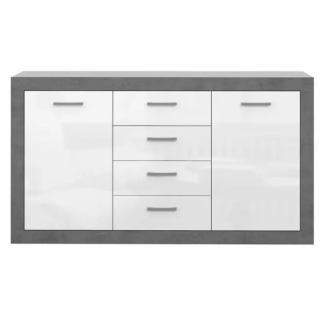 Komoda  Trebbia  2d4s Betón/biely lesk,2