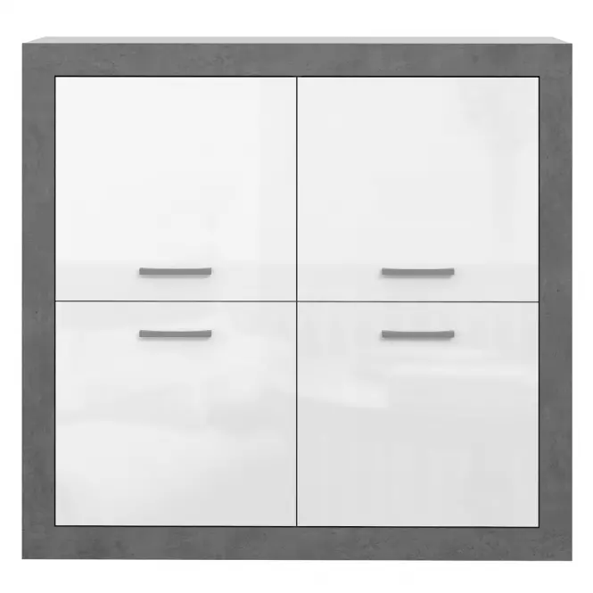 Komoda  Trebbia  4d Betón/biely lesk,2