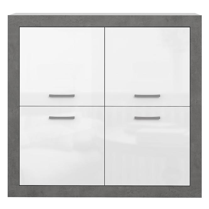 Komoda  Trebbia  4d Betón/biely lesk,2
